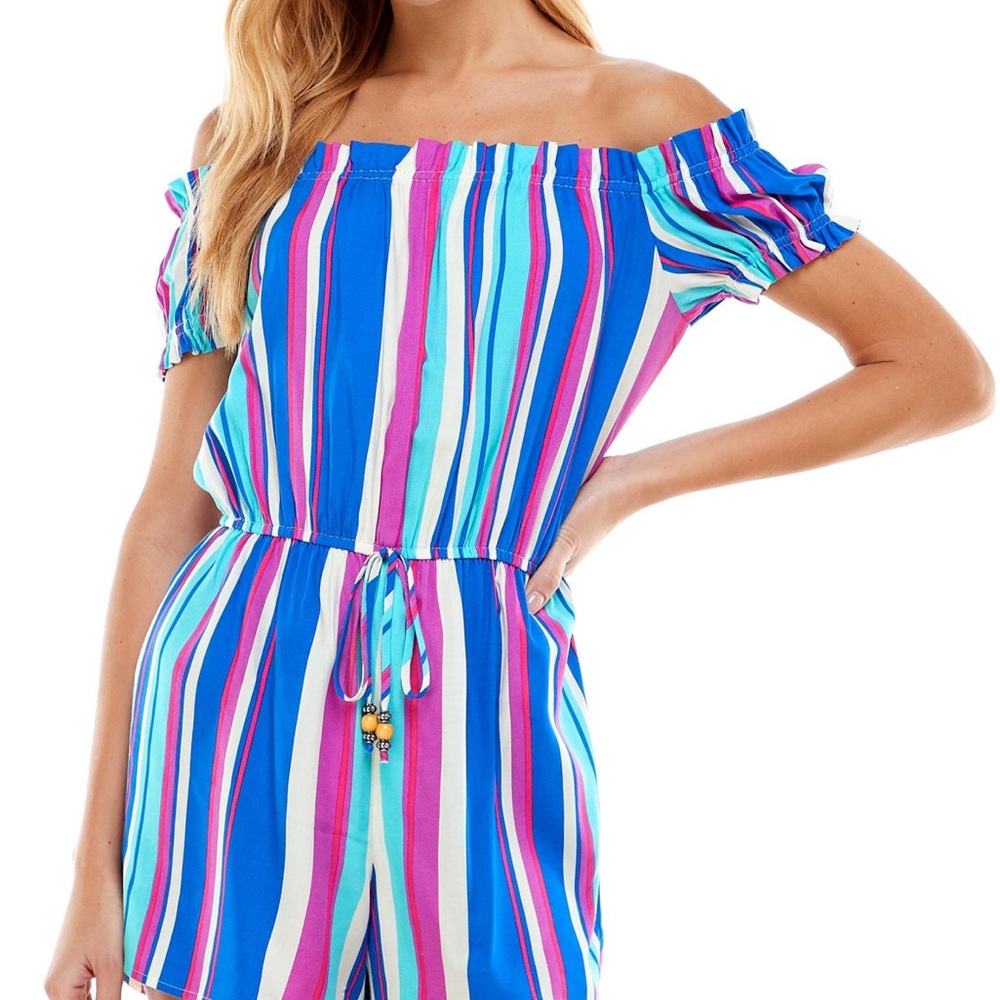 BeBop Multicolor Striped Romper - Picture 2 of 5
